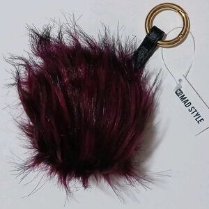 Mad Style Purple Black Pom Pom Keychain Bag Charm NWT